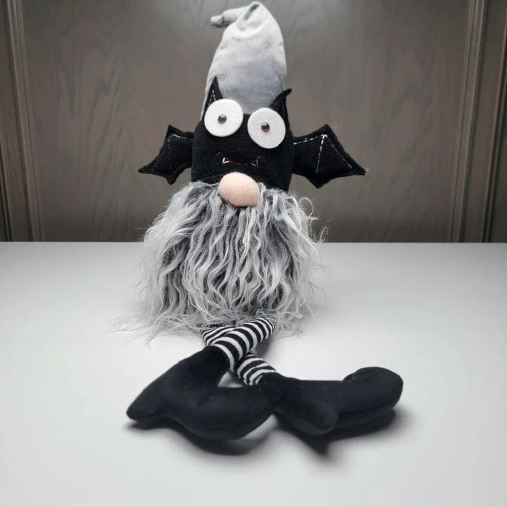 Happy Haunting Halloween Plush Bat Gnome Shelf Sitter Decoration Figurine